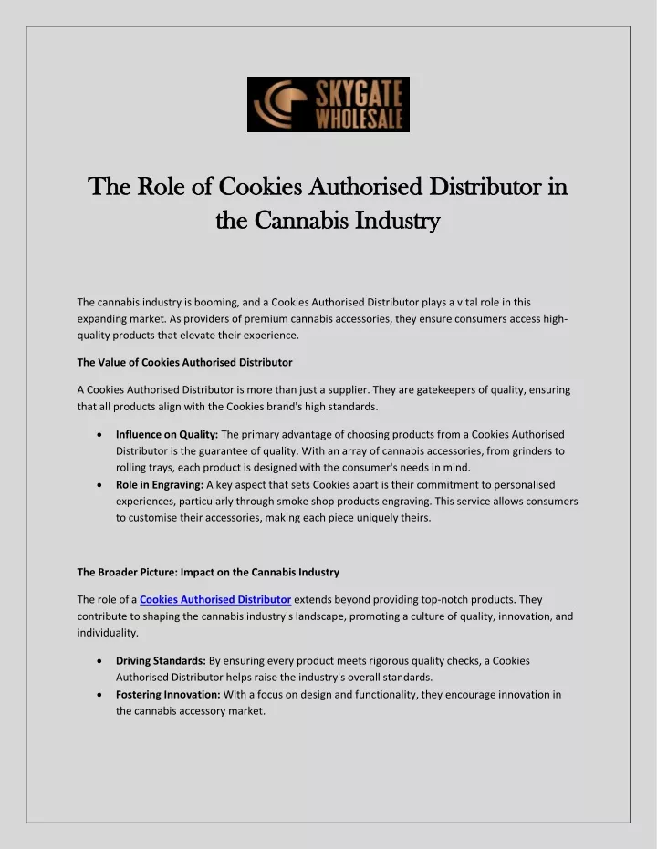 the role of cookies authorised distributor