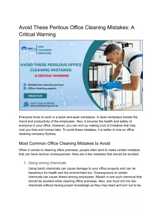 Avoid These Perilous Office Cleaning Mistakes: A Critical Warning