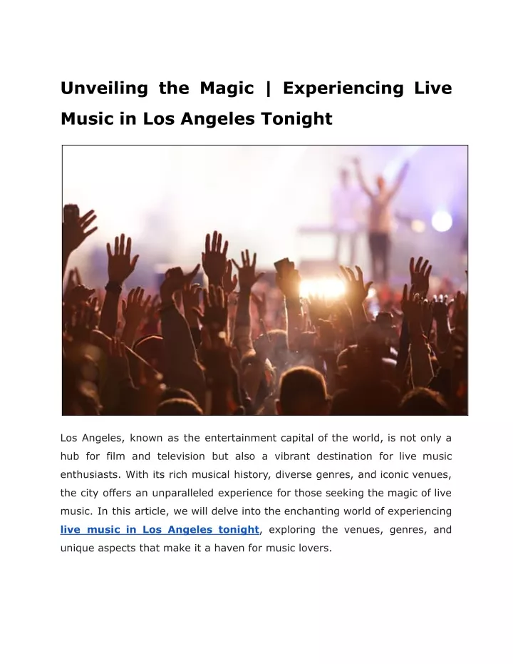 unveiling the magic experiencing live