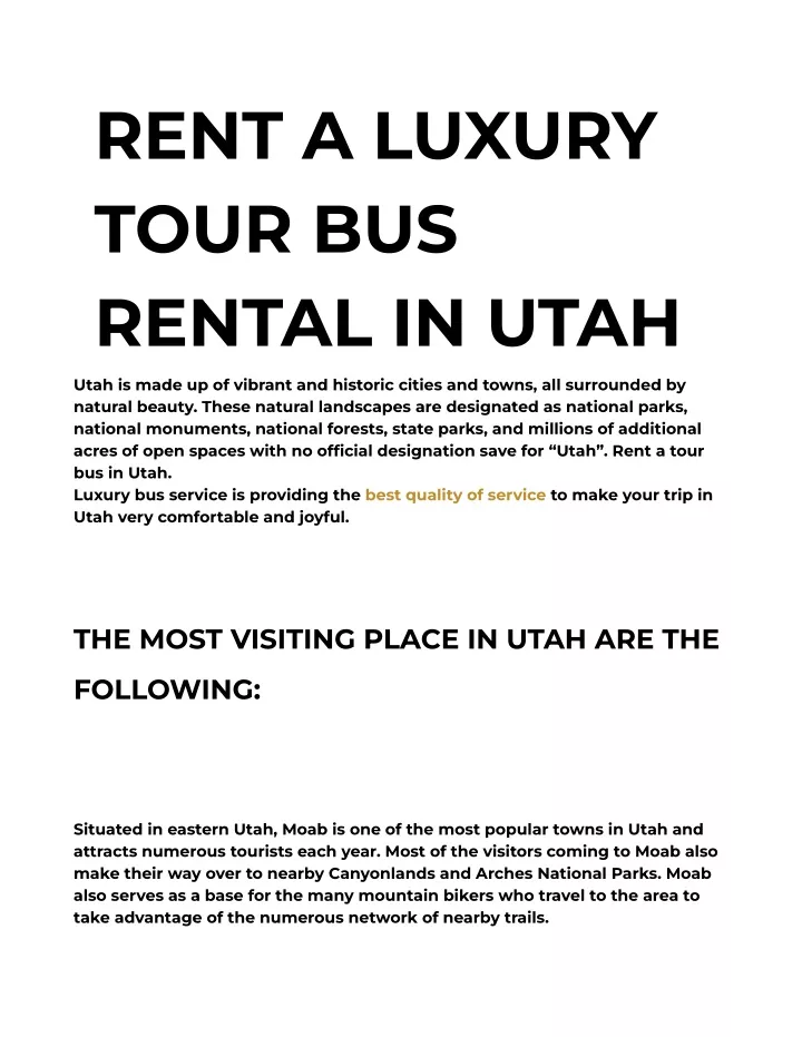 rent a luxury tour bus rental in utah