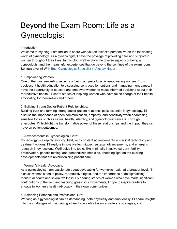 beyond the exam room life as a gynecologist