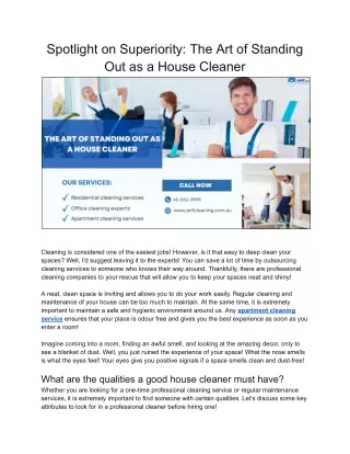 Spotlight on Superiority: The Art of Standing Out as a House Cleaner