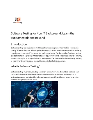 Software Testing for Non IT Background_ Learn the Fundamentals and Beyond