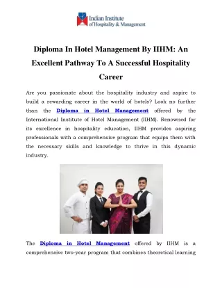Diploma in Hotel Management Call-9011413447