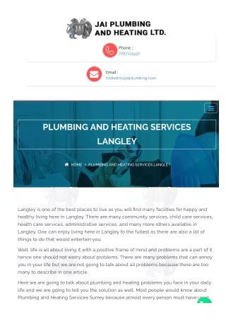 Plumbing and Heating services Langley | Jai Plumbing and Heating LTD