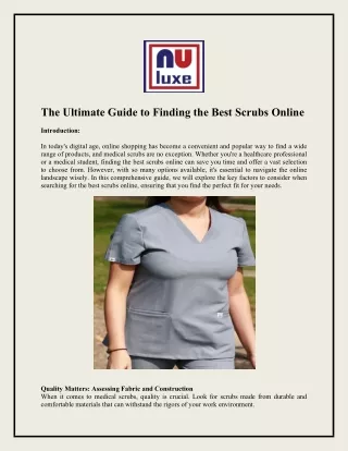 The Ultimate Guide to Finding the Best Scrubs Online