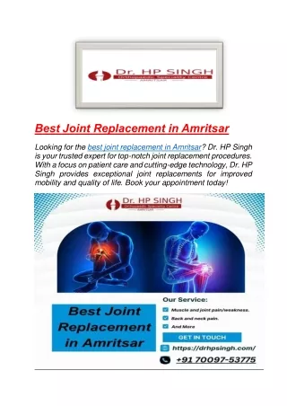 Best Joint Replacement in Amritsar | Dr HP. SINGH