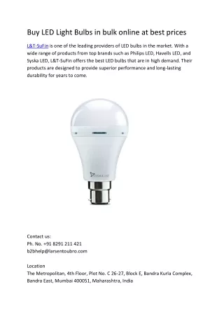 Buy LED Light Bulbs in bulk online at best prices