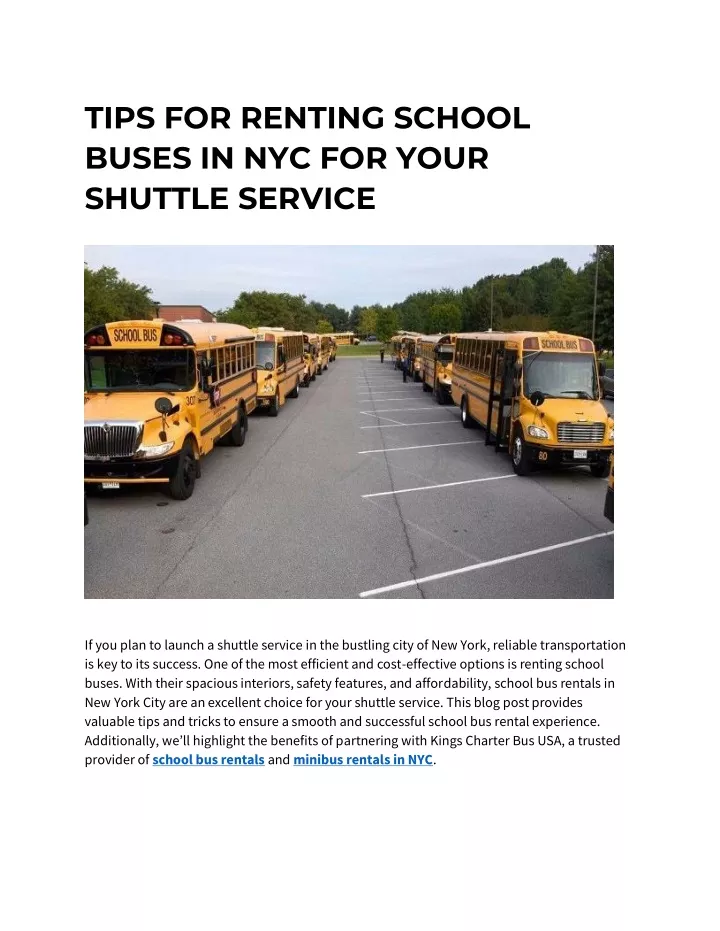 tips for renting school buses in nyc for your