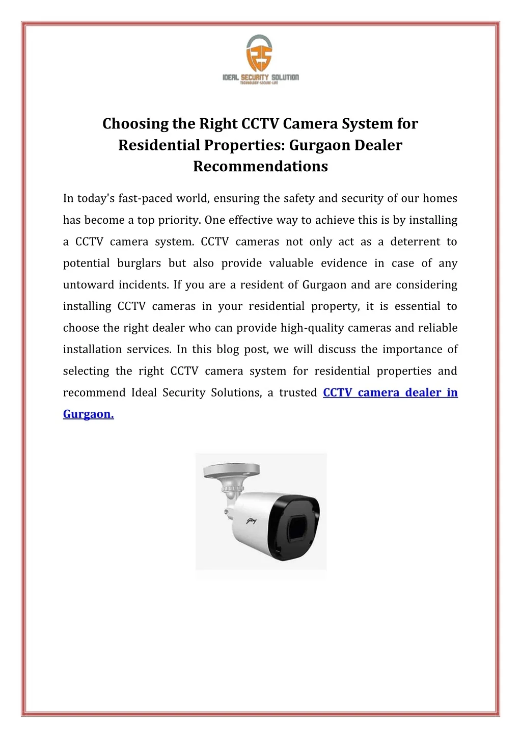 PPT - Choosing the Right CCTV Camera System for Residential Properties ...