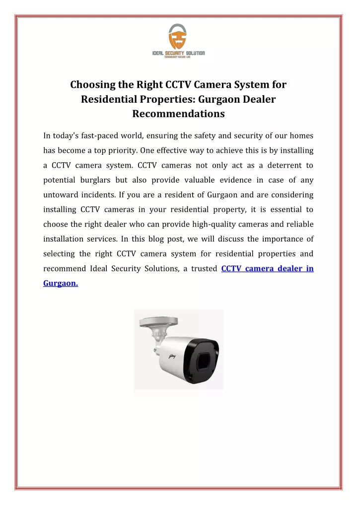 choosing the right cctv camera system