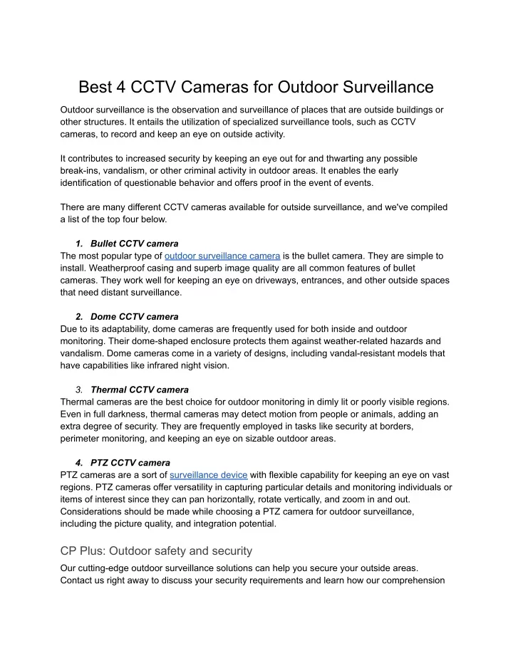 best 4 cctv cameras for outdoor surveillance