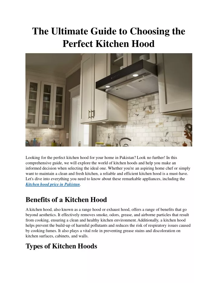 the ultimate guide to choosing the perfect kitchen hood