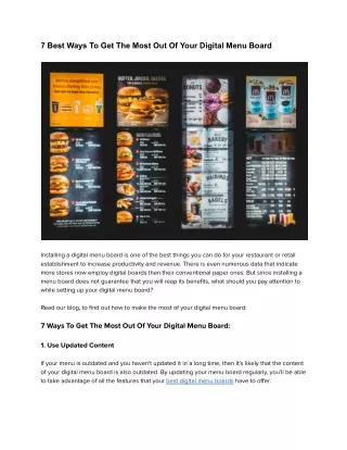 Digital Signage Menu Boards