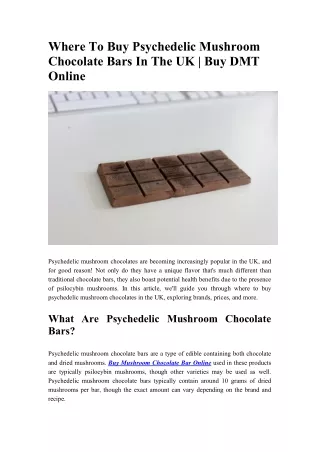 Where To Buy Psychedelic Mushroom Chocolate Bars In The UK - Buy DMT Online
