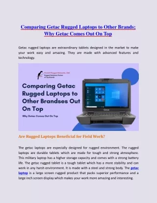 Comparing Getac Rugged Laptops to Other Brands; Why Getac Comes Out On Top