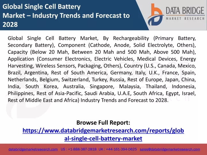 global single cell battery market industry trends
