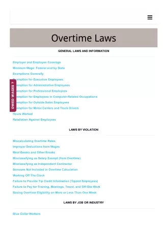 Overtime Attorneys - Unpaid Wages Lawyers