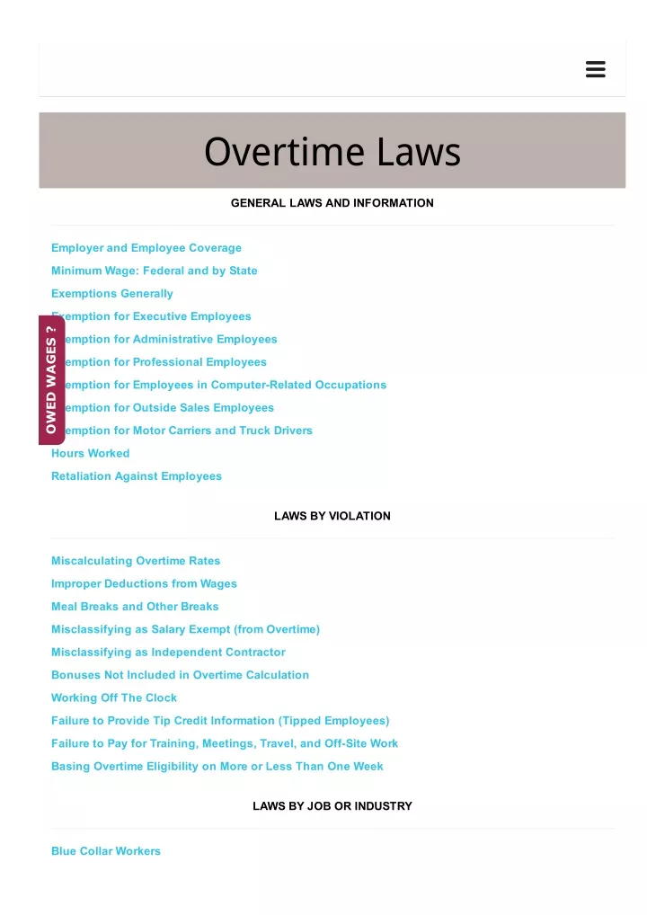 PPT Overtime Attorneys Unpaid Wages Lawyers PowerPoint Presentation ID