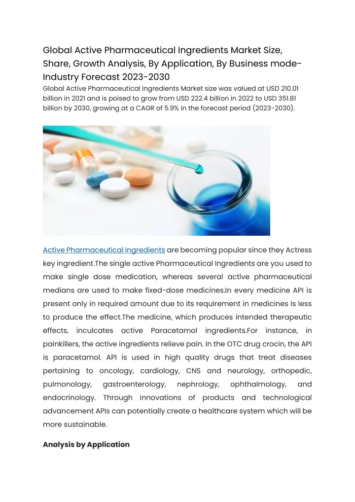 global active pharmaceutical ingredients market