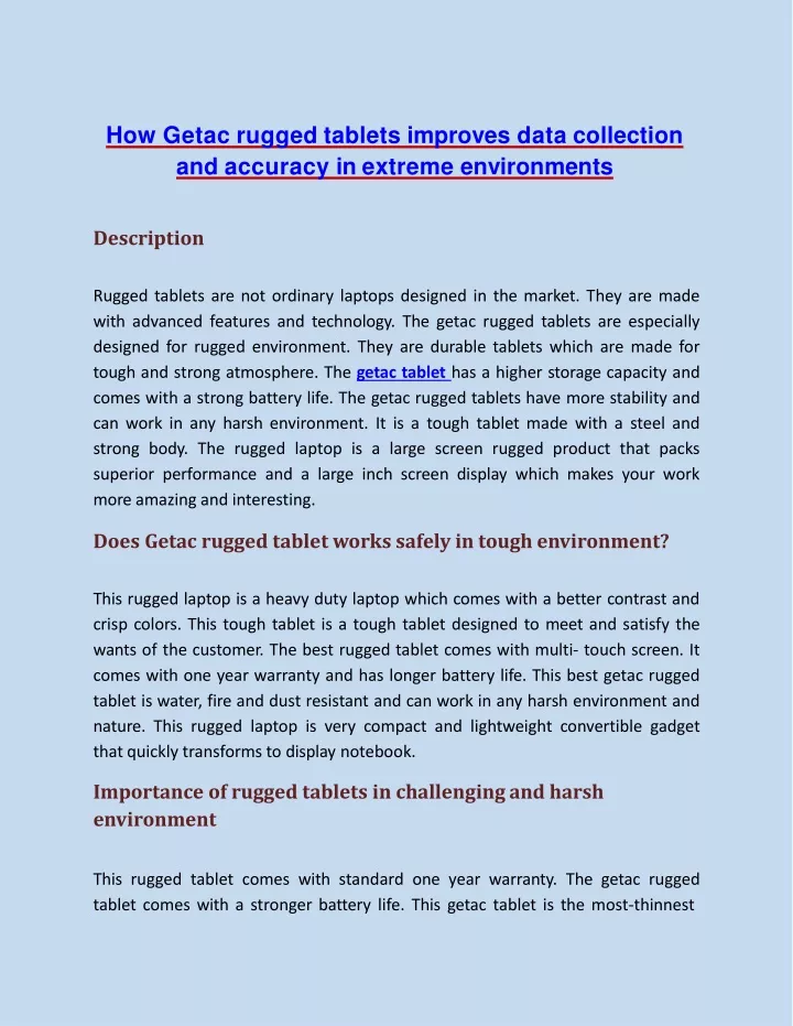 how getac rugged tablets improves data collection