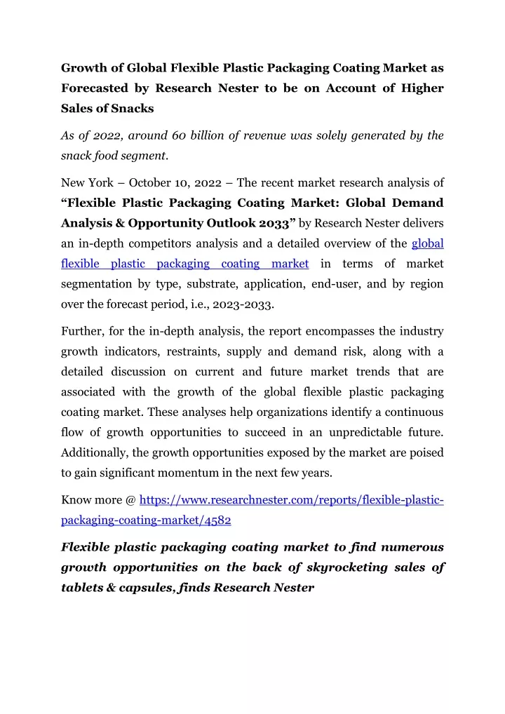 growth of global flexible plastic packaging