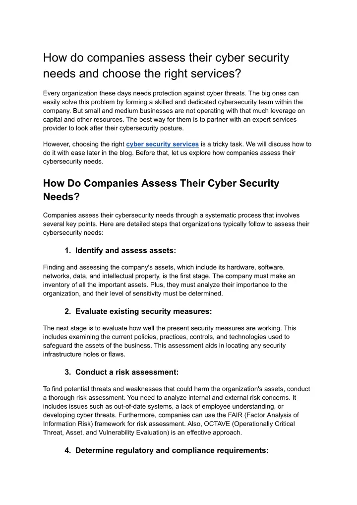 how do companies assess their cyber security