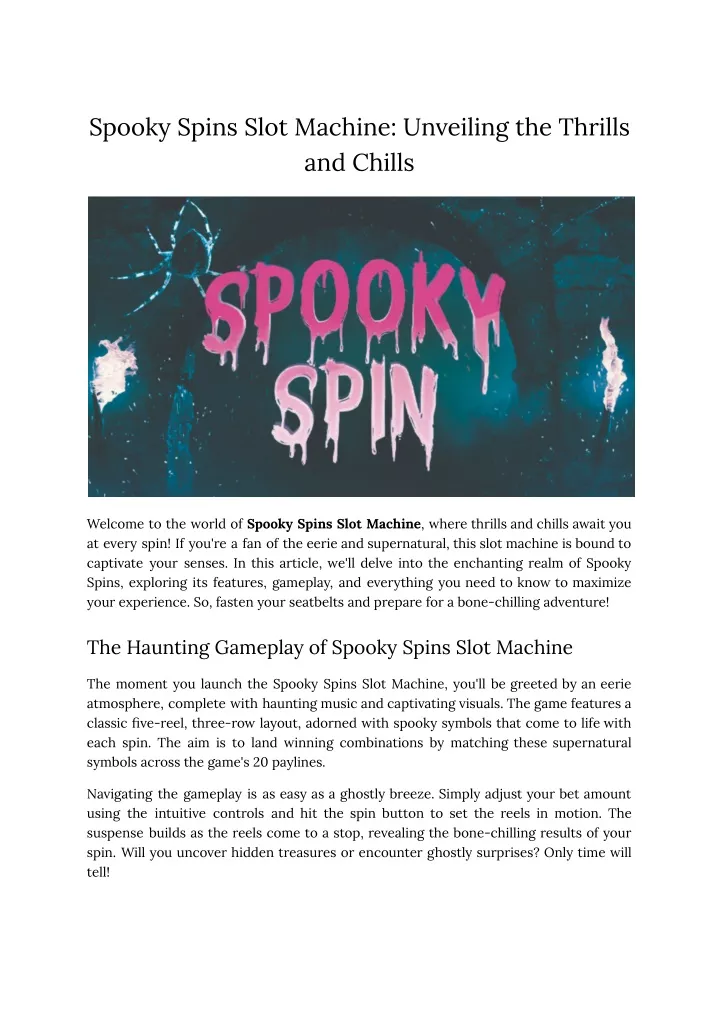 spooky spins slot machine unveiling the thrills