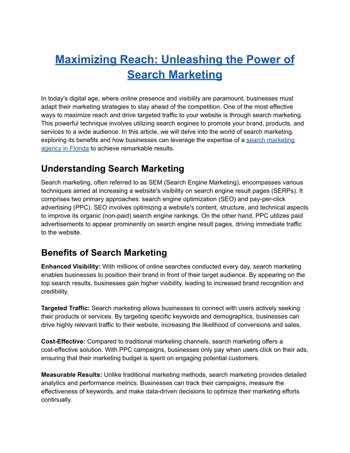 maximizing reach unleashing the power of search