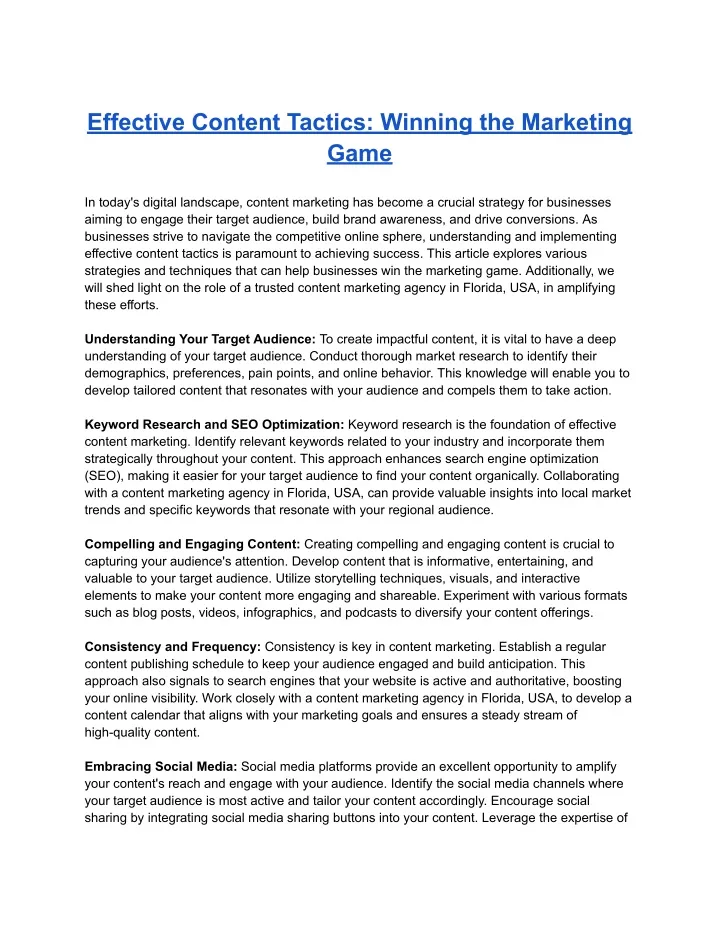effective content tactics winning the marketing