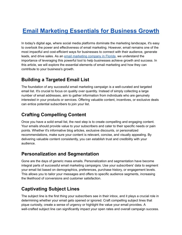 email marketing essentials for business growth