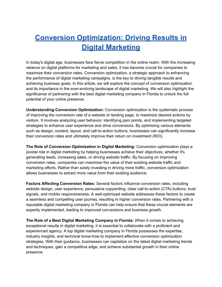 conversion optimization driving results
