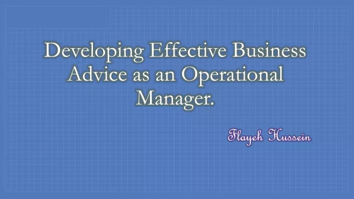 developing effective business advice