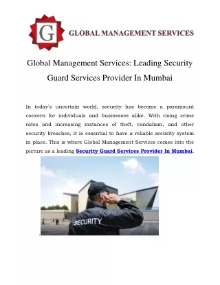 Security Guard Services Provider In Mumbai Call-9833181606