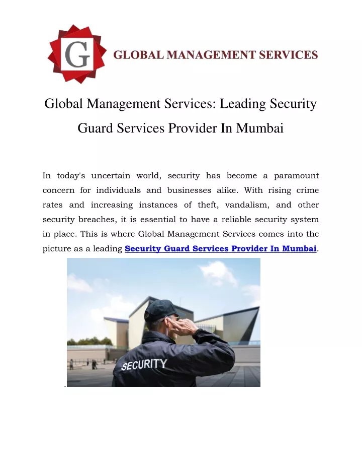 global management services leading security