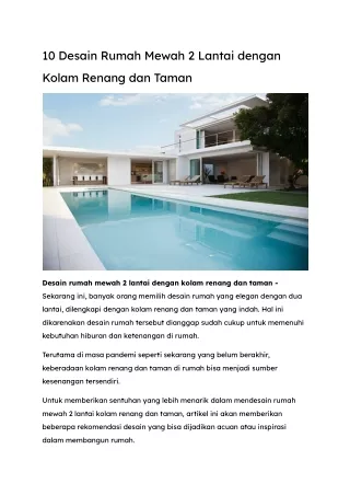 10 Desain Rumah Mewah 2 Lantai dengan Kolam Renang dan Taman