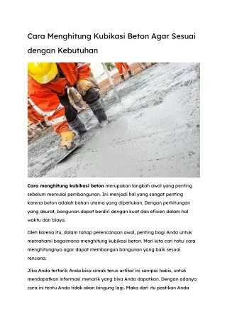 Cara Menghitung Kubikasi Beton Agar Sesuai dengan Kebutuhan