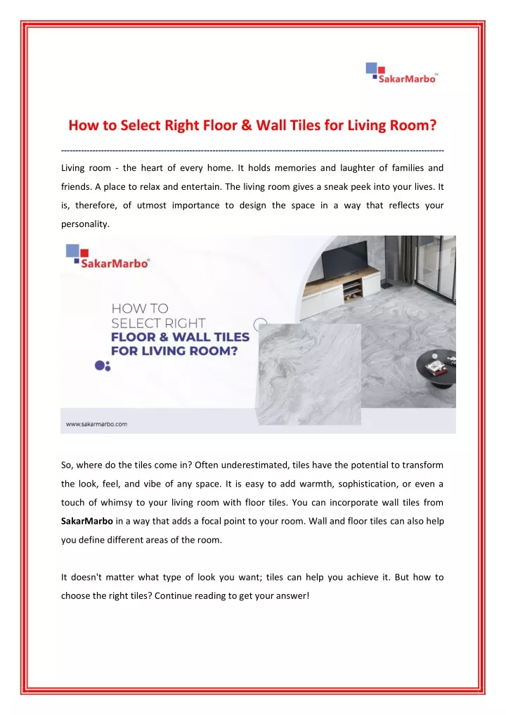 how to select right floor wall tiles for living