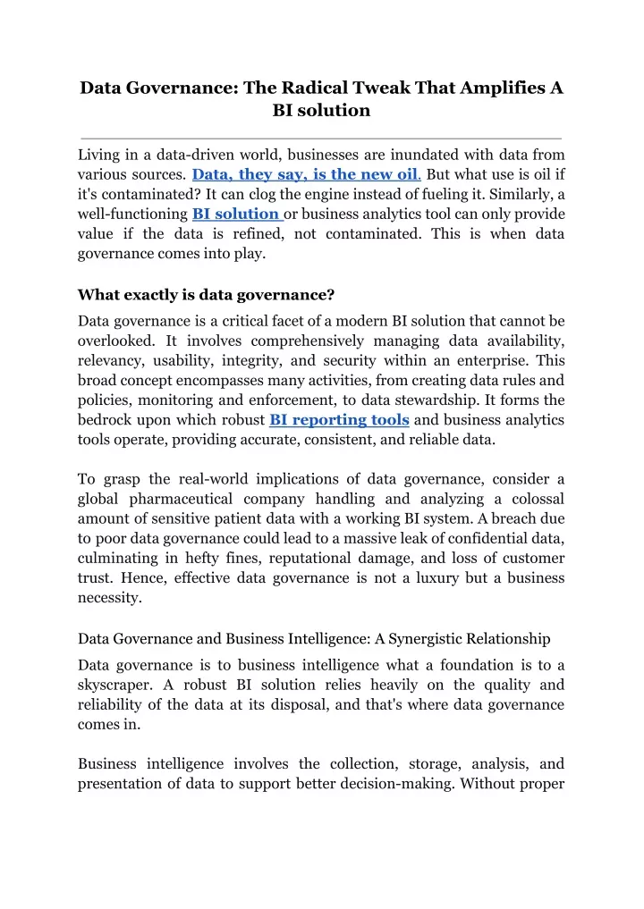 data governance the radical tweak that amplifies