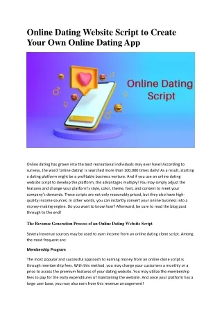 Online Dating Website Script to Create Your Own Online Dating App