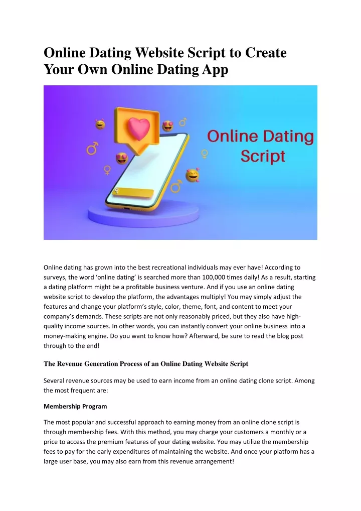 online dating website script to create your