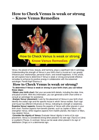 how to check venus is weak or strong know venus