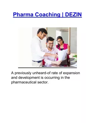 Pharma Coaching | DEZIN