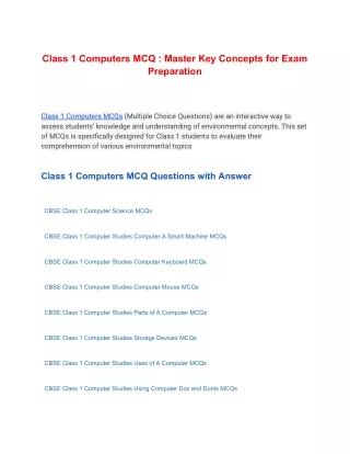 class 1 computers mcq master key concepts