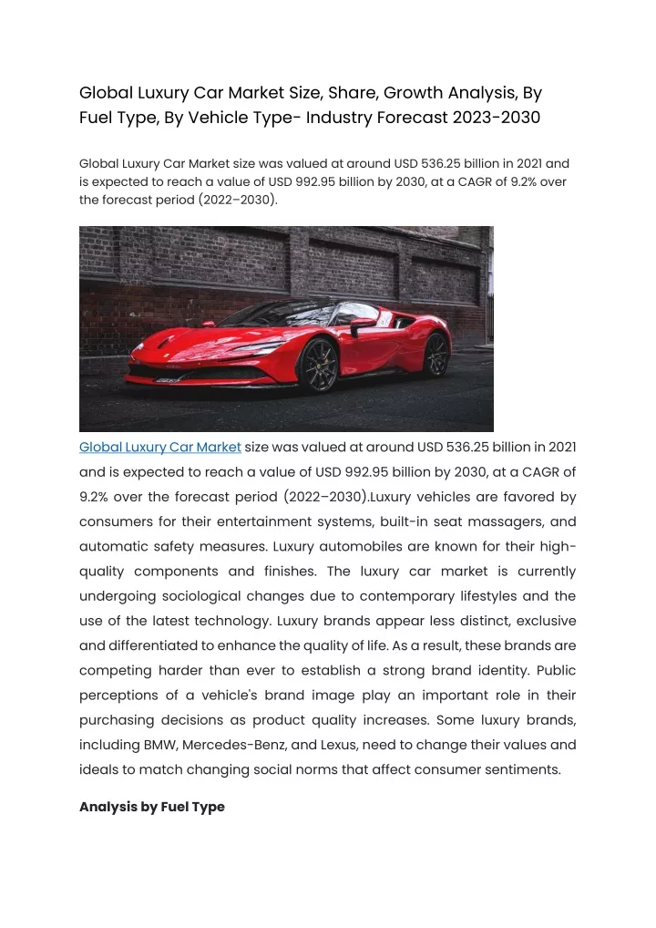global luxury car market size share growth