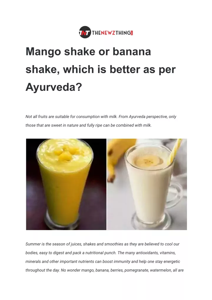 mango shake or banana shake which is better