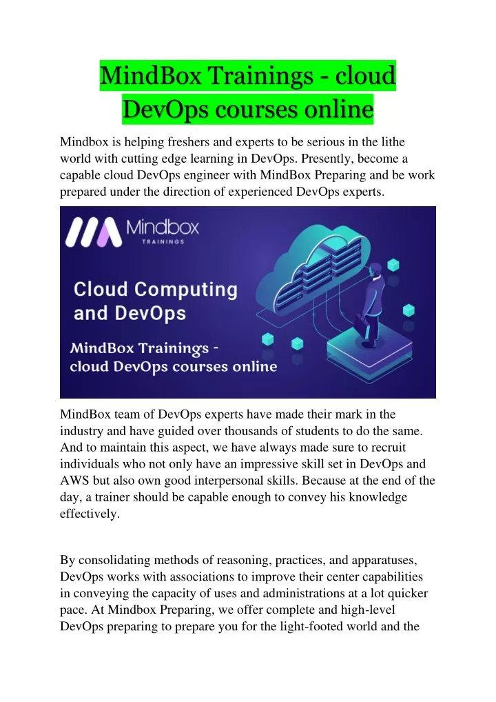 mindbox trainings cloud devops courses online