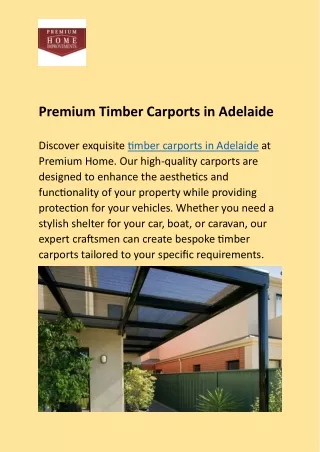 Premium Timber Carports in Adelaide