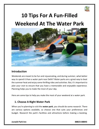 10 Tips For A Fun-Filled Weekend At The Water Park