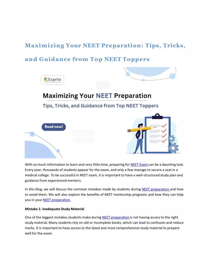 maximizing your neet preparation tips tricks